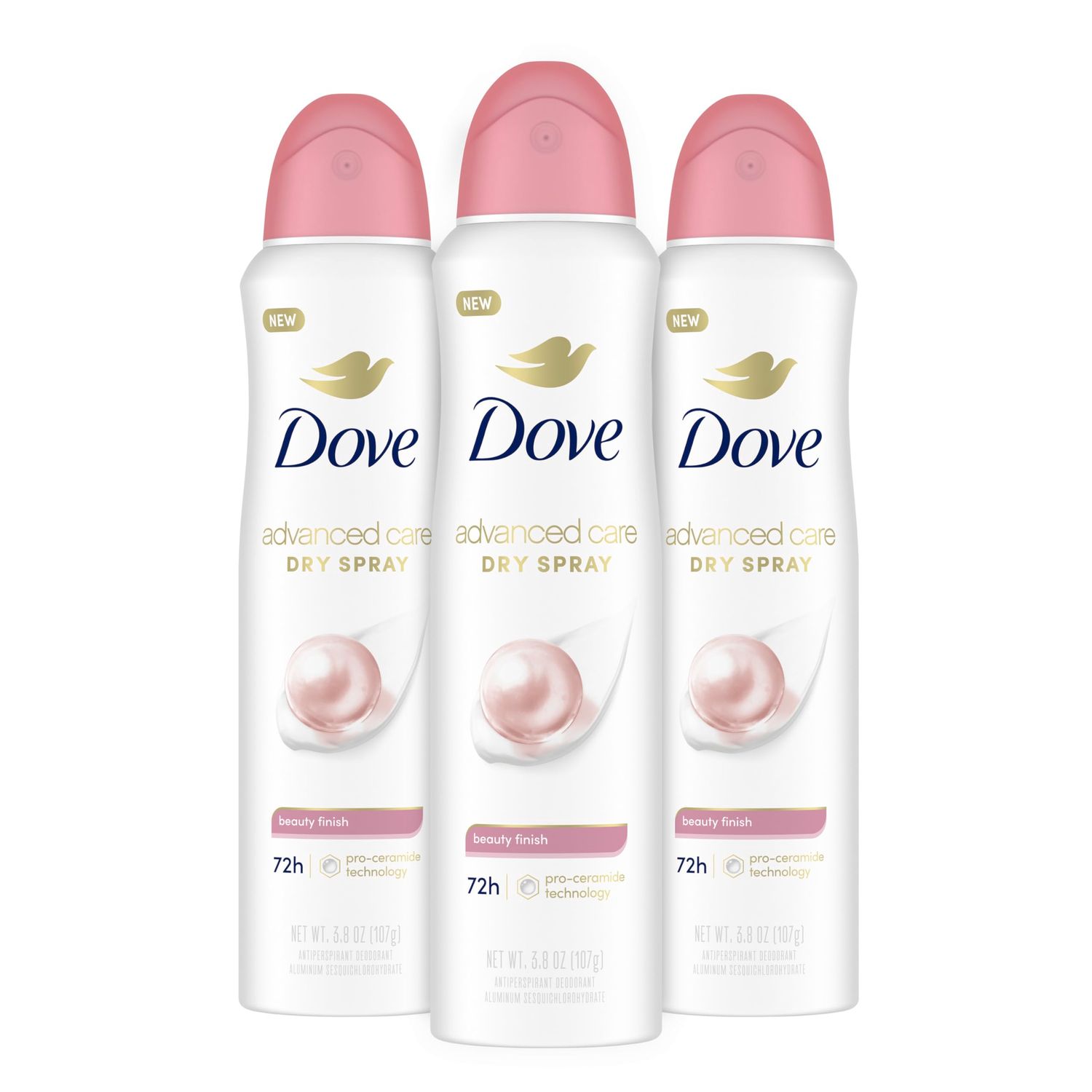 Dove Advanced Care Antiperspirant Deodorant Spray Beauty Finish 3 Count To help skin barrier repair after shaving by boosting skin&#39;s ceramide levels 72-hour for Soft Underarms 3.8 oz