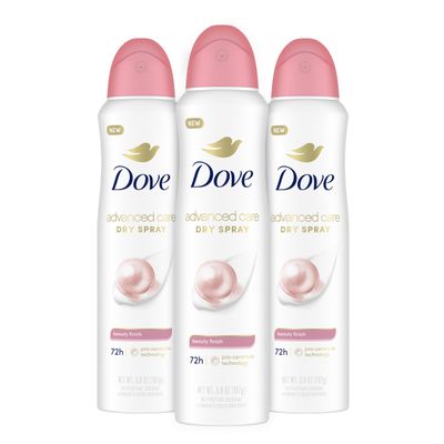 Dove Advanced Care Antiperspirant Deodorant Spray Beauty Finish 3 Count To help skin barrier repair after shaving by boosting skin&#39;s ceramide levels 72-hour for Soft Underarms 3.8 oz