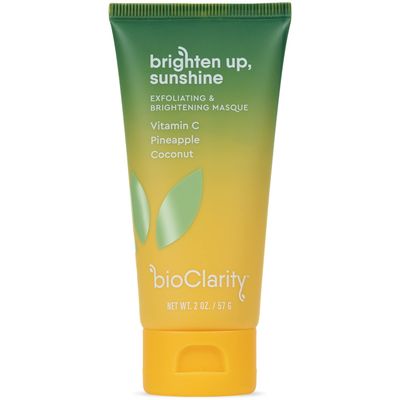 BioClarity Brightening Face Mask, Brighten Up Sunshine, 100 Clean Vegan Ingredients, Exfoliate Brighten Hydrate Skin, Vitamin C, Pineapple, Avocado, Hyaluronic Acid, 2 oz