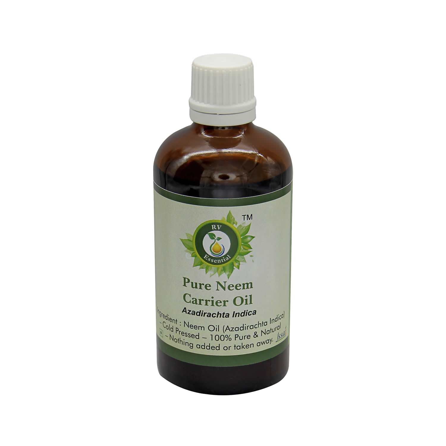 R V Essential Neem Oil Azadirachta Indica for Plants for Hair Growth for Skin Face Nails Scalp for Body Massage Unrefined Cold Pressed 100 Pure Natural 50ml 1.69oz