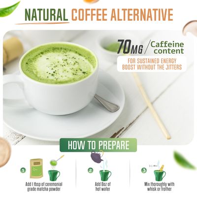ReviTEAlize Organic Matcha Mushroom Powder - Organic Ceremonial Grade Blend - Coffee Alternative - Latte (30 Servings)