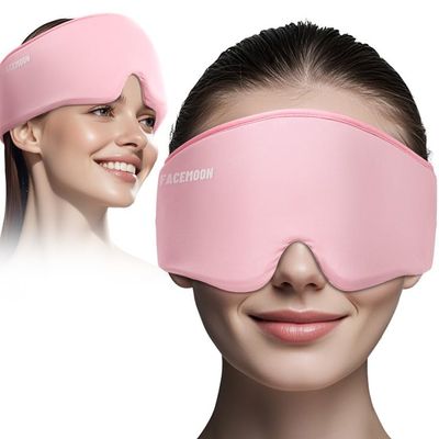 Cooling Gel Eye Mask for Puffy Eyes - Dark Circles, Migraine Relief, FACEMOON Reusable Sleep Mask for Ice Cold Compress, Long-Lasting Comfort for Dry Eyes, Eye Strain, and Stress Relief(Pink)