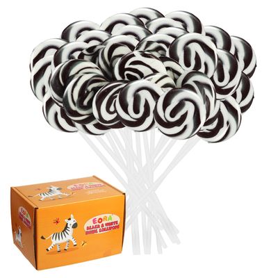 Black Swirl Lollipops 32 Pack, Black White Candy Swirl Lollipops Individually Wrapped Suckers, Halloween Suckers Lollipops Candy Bulk - Trick or Treat, Blackberry Flavor