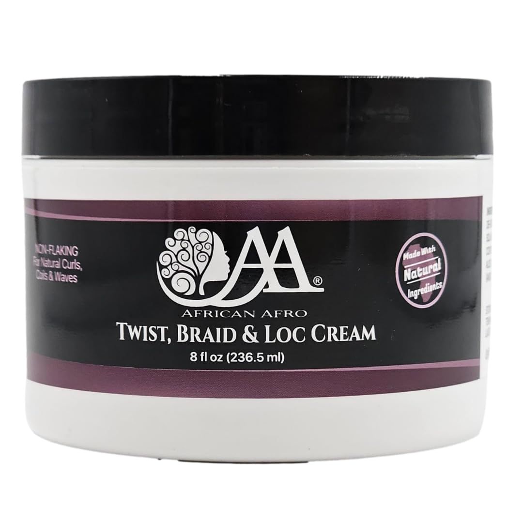 African Afro Twist, Braid, Loc Styling Cream, Medium Hold, Anti Frizz and Dandruff, Smoothing and Hydrating Hair Styling Cream With Shea Butter, All Natural Hair Care, Cruelty Free, 8 Fl Oz