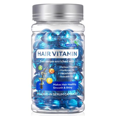 Generic Hair Vitamin Serum Capsule, Hair Treatment Serum, Leave-in Anti Frizz Conditioner with Vitamins A, C, E Pro B5, Safe for All Hair, for Women Men-40 Capsules