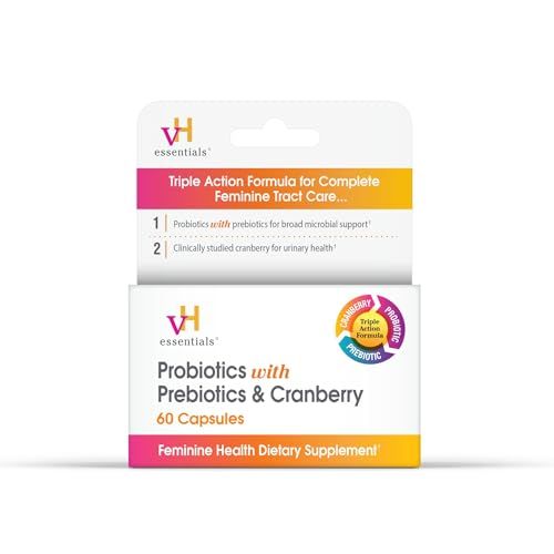 vH essentials Probiotics with Prebiotics and Cranberry Feminine Health Supplement - 60 Capsules