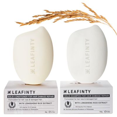 Leafinty Rice Water for Hair Growth Rice Water Shampoo and Conditioner Bar Vegan Natural Rice Shampoo Bar for Thickening Strengthening Shampoo and Conditioner 6.7oz