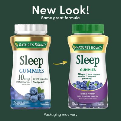 Natures Bounty 10 mg Melatonin Gummy, 100 Drug Free Sleep Supplement, 10 mg, Blueberry, 140 Ct