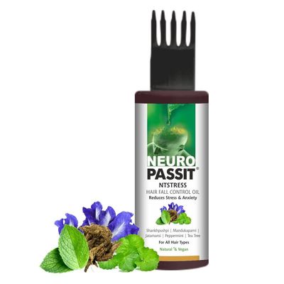 Passion Indulge Natural Hair Oil For Hair Growth- Neuropassit Ntstress Hair Oil For Thinning Hair and Hair Fall Control, Natural Vegan Hair oil For All Hair Type - 100ml