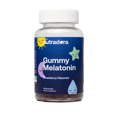Nutradora Melatonin Kids Sleep Gummies - Sleep Gummies for Children and Adults Help to Regulate Sleep, Wake Cycle, Relaxation, Enhance Sleep Excellence, Strawberry Flavor, Made in USA, 60 Gummies