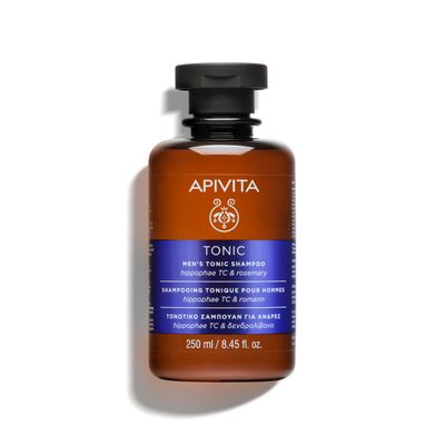APIVITA Tonic Men&#39;s Shampoo for Thinning Hair Strengthens, Prevents Hair Thinning Promotes Hair Growth with Hippophae Tonic Complex, Rosemary Propolis, Silicone-Free, 250 mL 8.45 oz
