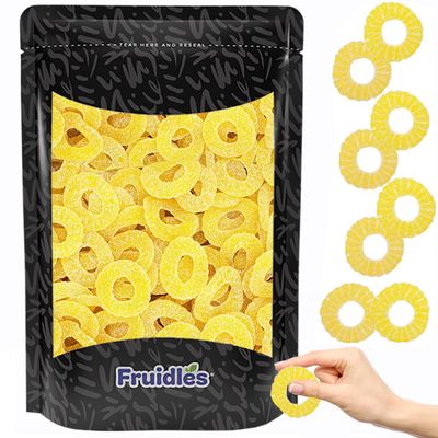 Fruidles Pineapple Gummy Rings Candy, Delicious Fruit Flavors Gummies (Half-Pound)