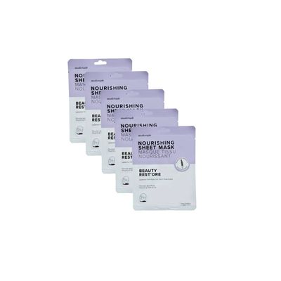 MaskerAide Beauty Restore Nourishing and Hydrating Lavender Face Mask with Hyaluronic Acid, Super Fruit Extracts, Allantoin Adenosine, Cruelty Free, 5 Pack