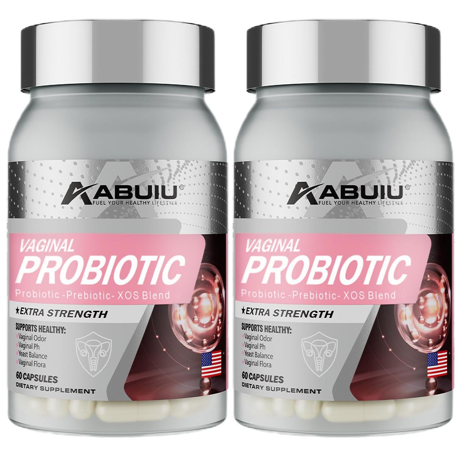 ABUIU Vaginal Probiotics for Women Vag Health Womens Probiotic for PH Balance Vaginal Odor, Prebiotics Lactobacillus Probiotic Blend Supplement, Cranberry Flavour, 120 Capsules 2 Packs