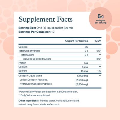 Youtheory Collagen Liquid - 5,000 mg Hydrolyzed Collagen - for Hair, Skin Nails - Sugar, Dairy Soy Free - Berry Flavor - 12 Single Serving Packets