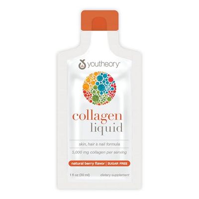 Youtheory Collagen Liquid - 5,000 mg Hydrolyzed Collagen - for Hair, Skin Nails - Sugar, Dairy Soy Free - Berry Flavor - 12 Single Serving Packets