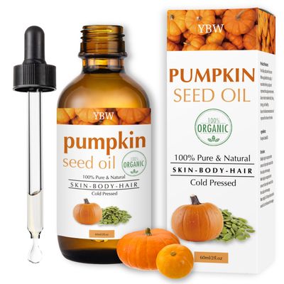 YBW Pumpkin Seed Oil for Hair Growth, Organic Cold-Pressed Pumpkin Seed Oil, Scalp Oil for Thicker, Stronger Hair, Hair Growth Oil for Women Men