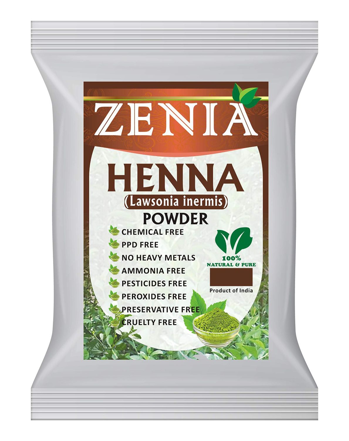 Zenia 100 Pure Natural Henna Powder (Lawsonia Inermis) 454 grams (1 lb) Orange-Red Hair Color Triple Sifted Fresh from Rajasthan No Chemicals, No Additives