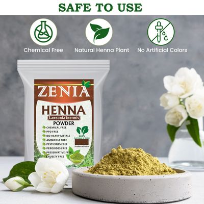 Zenia 100 Pure Natural Henna Powder (Lawsonia Inermis) 454 grams (1 lb) Orange-Red Hair Color Triple Sifted Fresh from Rajasthan No Chemicals, No Additives