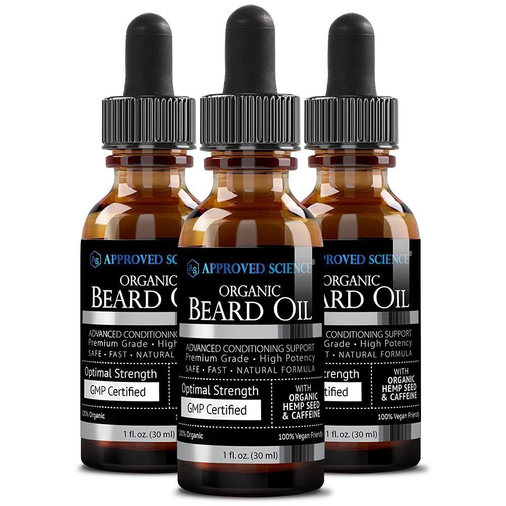 Approved Science Beard Oil - Promotes Hair Growth and Combats Dryness - Jojoba, Argan, and Rosemary Oils -All Organic Formula - 1 Fl. OZ. - 3 Month Supply