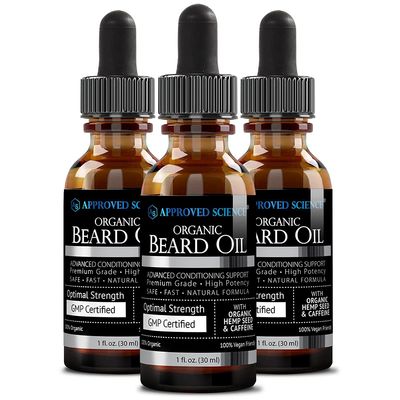 Approved Science Beard Oil - Promotes Hair Growth and Combats Dryness - Jojoba, Argan, and Rosemary Oils -All Organic Formula - 1 Fl. OZ. - 3 Month Supply