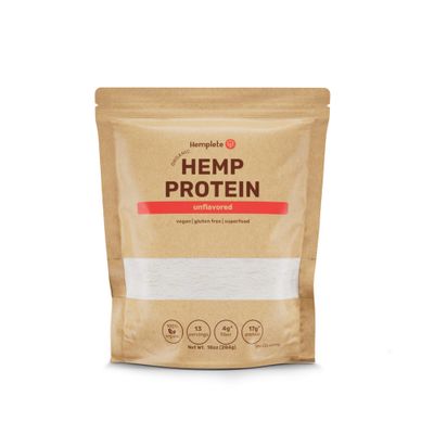 hemplete Organic Hemp Heart Unflavored Vegan Protein Powder, Plant-Based for Balanced Nutrition, All-Natural, 1 Ingredient, No Artificial Ingredients, Easy to Digest Mix (10oz)