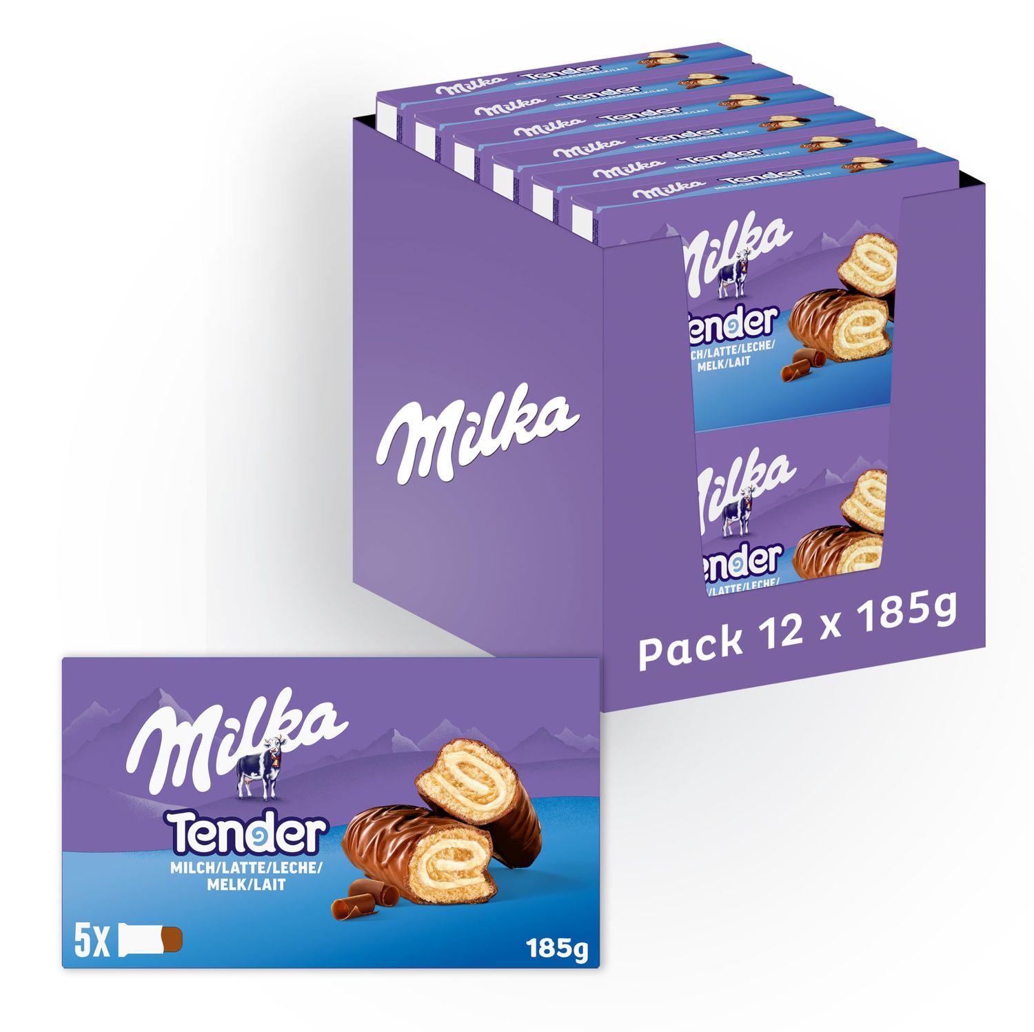 Milka Tender Milch 5er, 8er Pack (8 x 185 g)