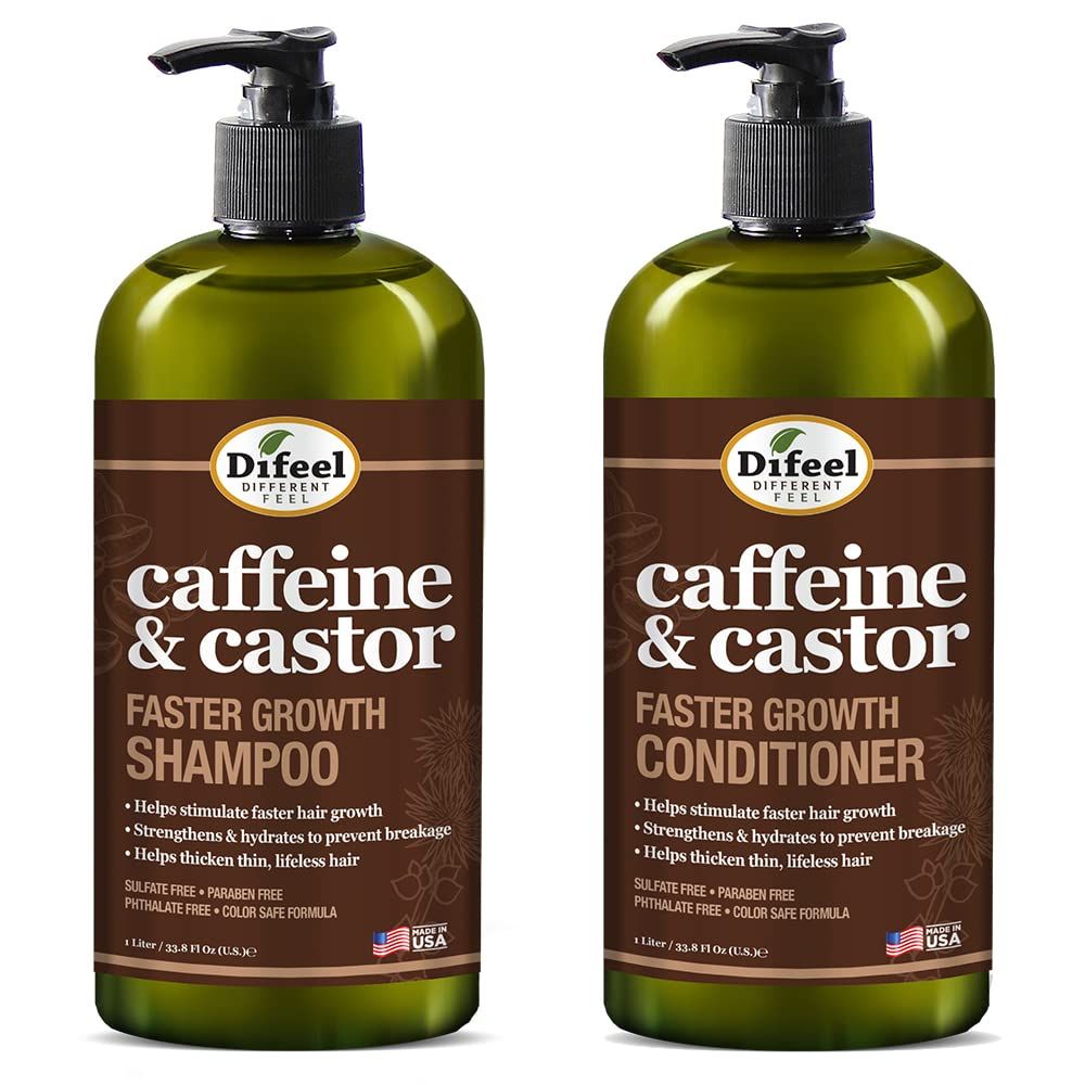Difeel 2-PC Caffeine Castor Shampoo Conditioner for Faster Hair Growth 33.8 oz. - 2PC Shampoo Conditioner Set