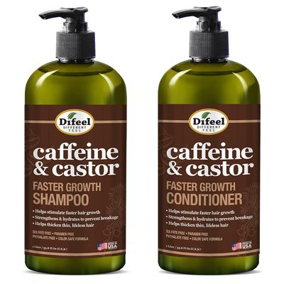Difeel 2-PC Caffeine Castor Shampoo Conditioner for Faster Hair Growth 33.8 oz. - 2PC Shampoo Conditioner Set