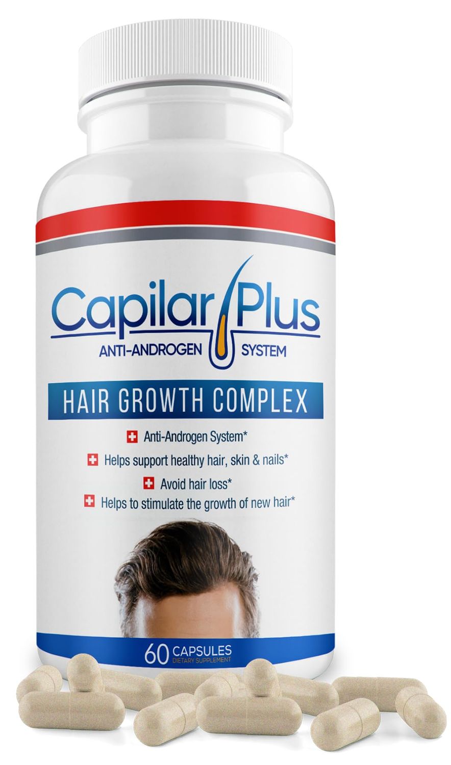 CALVISTOP Capilar Plus with Anti-Androgen System Hair Growth Supplement Hair Loss Treatment Healthy Skin, Hair Nails - Count 60 (1)