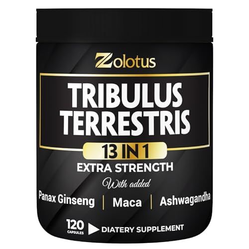 Zolotus 13in1 Tribulus Terrestris Capsules with Maca, Horny Goat Weed, Panax Ginseng, Saw Palmetto, Tongkat Ali, Shilajit More - Energy, Stamina Supplement for Men Women - 120 Counts