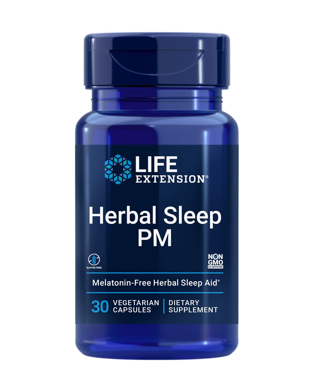 Life Extension Herbal Sleep PM, Lemon Balm, honokiol (Magnolia bark), Chamomile, Promotes Healthy Sleep, Hormone-Free, melatonin-Free, Gluten Free, Non-GMO, Vegetarian, 30 Capsules