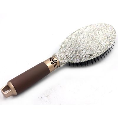 Bestbling Hair Brush - Detangle Hair and Comb, Massage Cushion, Anti-static, Smooth and Sleek Hair, Luxury Rhinestone Design Suitable for Women (Round silver)