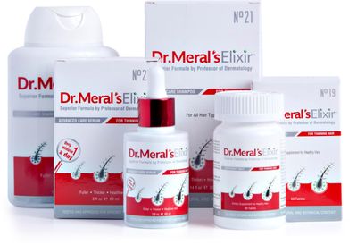 Dr. Meral&#39;s Elixir - Complete Hair Growth Kit: Hair Growth Serum, Hair Loss Shampoo, Biotin Supplement for Thinning Hair - DHT Blocker, Delivers Hair Vitamins, Stimulates Hair Regrowth for Men Women