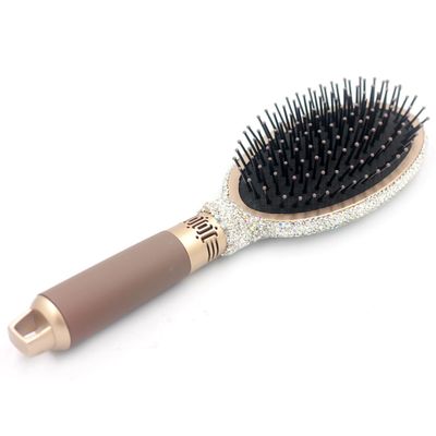 Bestbling Hair Brush - Detangle Hair and Comb, Massage Cushion, Anti-static, Smooth and Sleek Hair, Luxury Rhinestone Design Suitable for Women (Round silver)