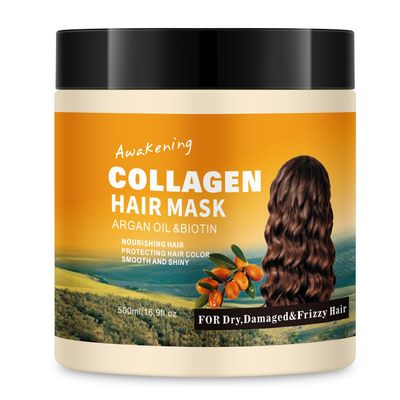 Collagen Hair Mask Treatment - Deep Conditioner for Dry, Damaged, Frizzy, or Curly Hair - Repairing Hydrating Care with Biotin, Argan Oil Collagen - Paraben-Free, 16.9 Fl Oz