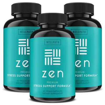 WellPath Zen Stress Relief Supplement Mood Support (180 ct) Calm, Stress Energy Aid Ashwagandha Root, Rhodiola Rosea, L-Theanine, Lemon Balm Herbal Capsules
