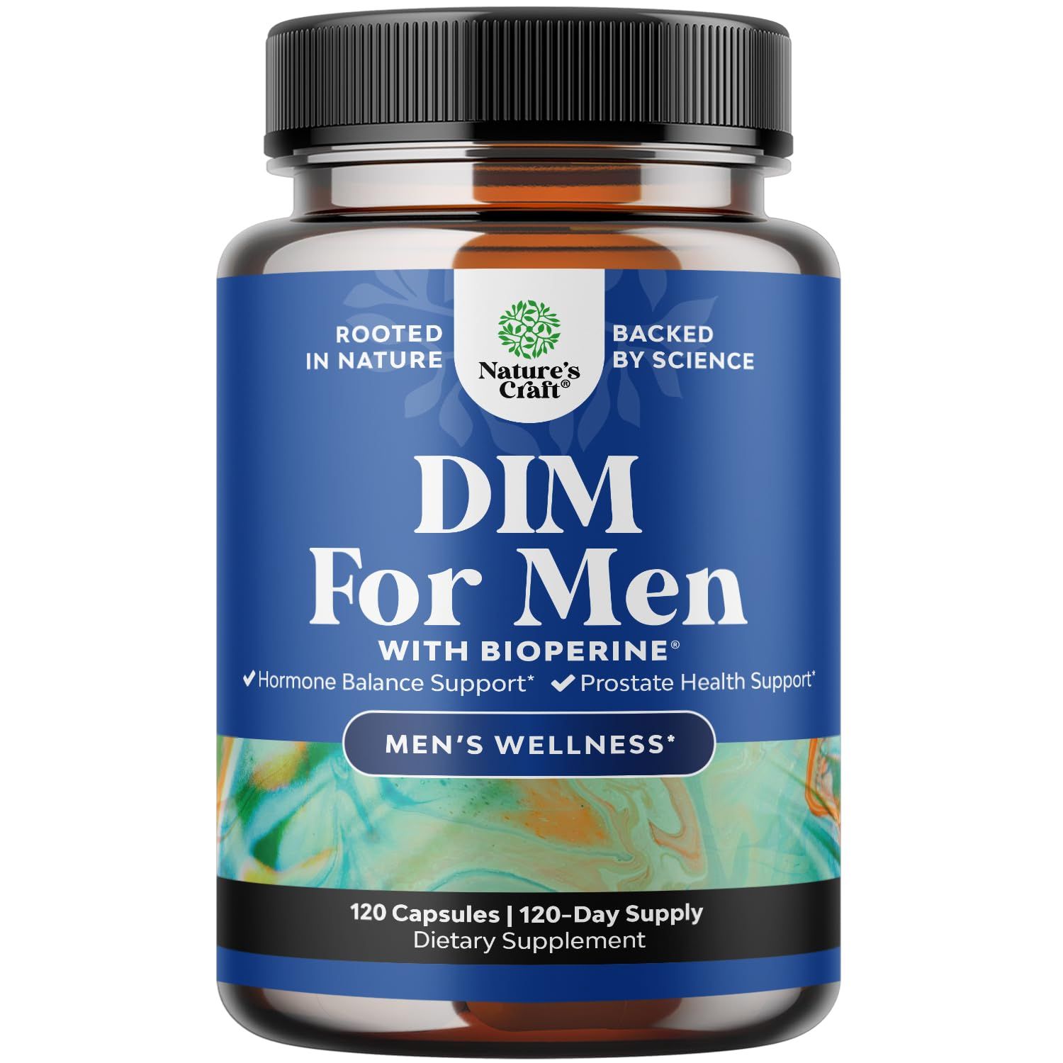 DIM Supplement for Men - DIM Estrogen Blocker for Men for Hormone Balance Prostate Health - Diindolylmethane Testosterone Complex with Panax Ginseng, Bioperine, Grapeseed Astragalus - 120 Capsules
