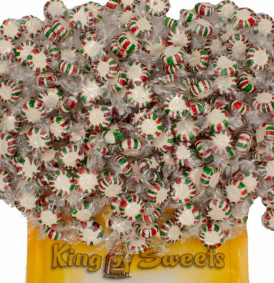 Red White Green Starlight Peppermint 1 Pound Individually Wrapped Candy for Holiday&#39;s and more in a Resealable Bulk King of Sweets Bag