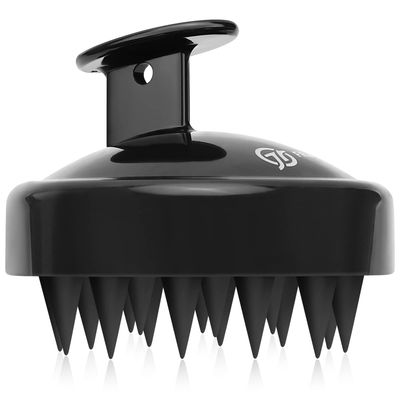FREATECH Scalp Massager Hair Growth, Scrubber with Soft Silicone Bristles for Dandruff Removal, Shampoo Brush Scalp Exfoliator for Women Long Curly Thick Hair Care, Wet Dry Use, Black