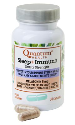 Quantum Health Sleep Immune Melatonin 5mg Support Supplement L Theanine Valerian Root Elderberry Vitamin C D Immunity Boost Daily Whole Body Wellness for Women Men - 30 Capsules