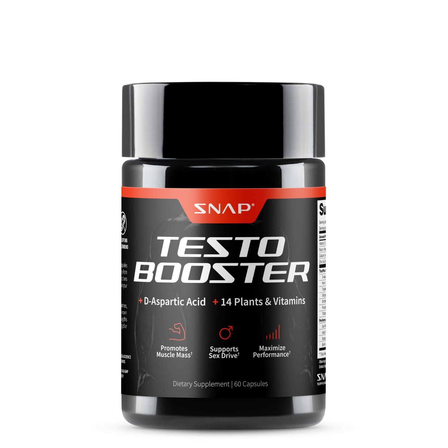 Snap Testosterone Booster for Men - Promotes Muscle Growth, Booster for Men, Enhancing Natural Energy, Stamina and Strength, 60 Capsules