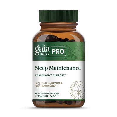 Gaia Herbs PRO Sleep Maintenance - Adrenal Health Sleep Support - Supplement with Ashwagandha Magnolia Bark Jujube Date - Vegan Gluten-Free - 60 Liquid-Filled Capsules (30 Servings)