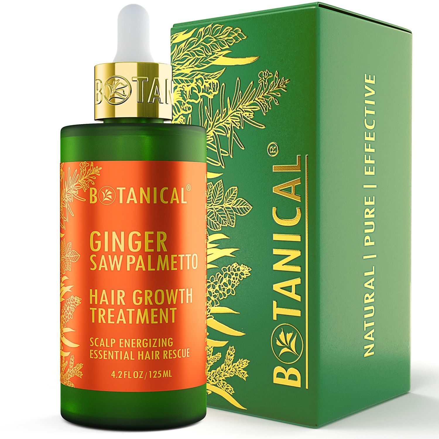 Botanical Hair Growth Treatment Ginger Saw Palmetto Hair Oil For Hair Thinning Prevention Pre-Shampoo Scalp Stimulating Detox Head Spa Natural Anti-Hair Loss Thickening Products With Biotin 4.2 Fl Oz
