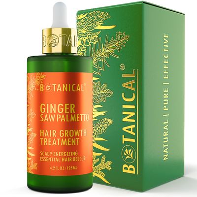 Botanical Hair Growth Treatment Ginger Saw Palmetto Hair Oil For Hair Thinning Prevention Pre-Shampoo Scalp Stimulating Detox Head Spa Natural Anti-Hair Loss Thickening Products With Biotin 4.2 Fl Oz