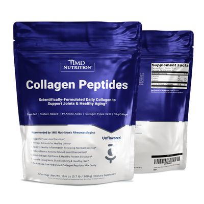 1MD Nutrition Collagen Peptides - Hydrolyzed Collagen Powder Types I III for Women Men - Joint, Hair Nail Support - Unflavored - 30 Servings