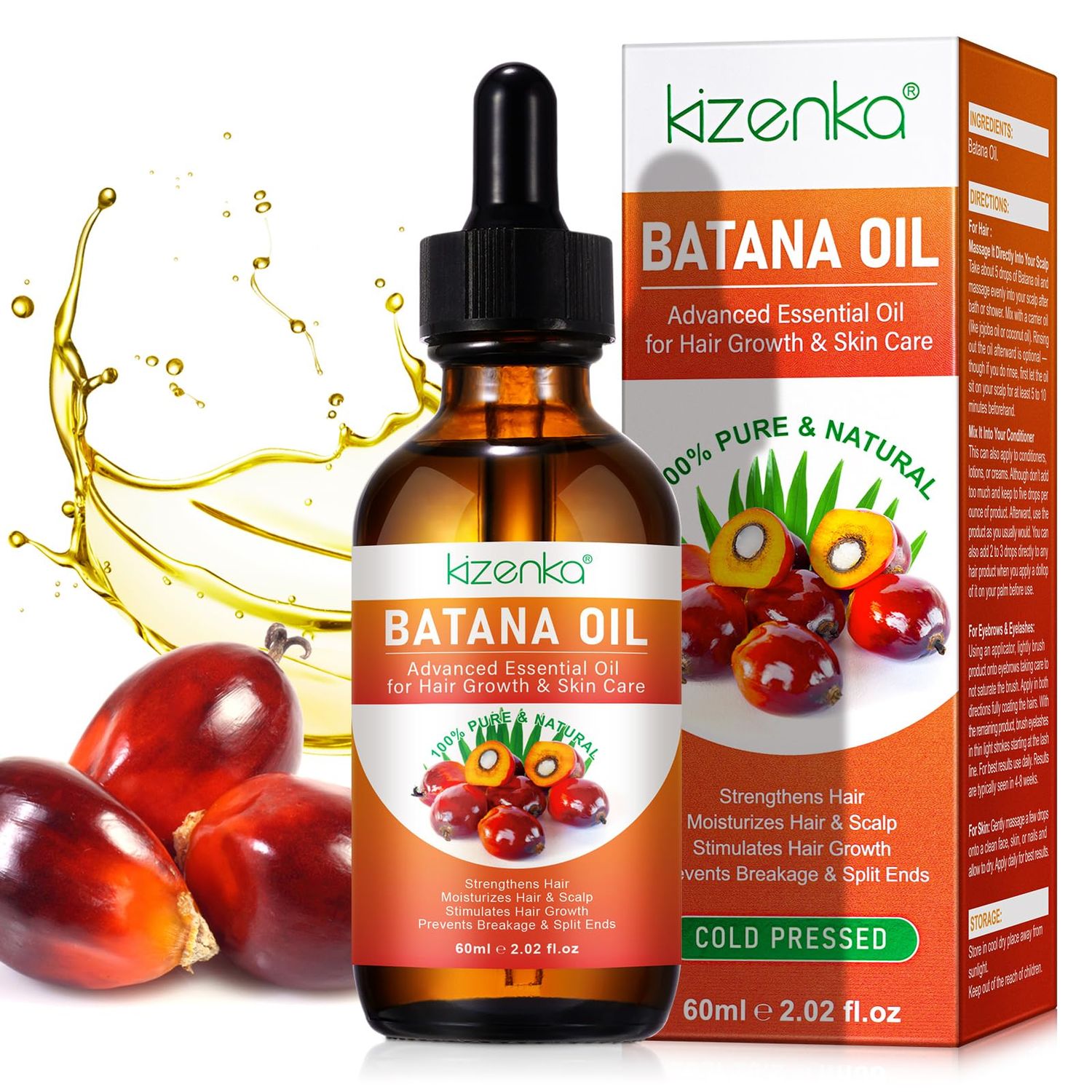 Generic Natural Raw Batana Oil for Hair Growth, Batana Oil Raw from Honduras Prevent Hair Loss and Enhances Hair Thickness in Men Women, Eliminates Split Ends for Men Women (2.1Fl Oz)