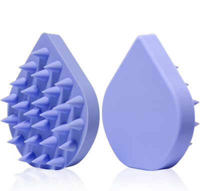 Catii Scalp Massager 2Pack, Hair Growth Dandruff Removal, Soft Silicone Scalp Brush, Shower Hair Scrubber Wet Dry Massager Blue