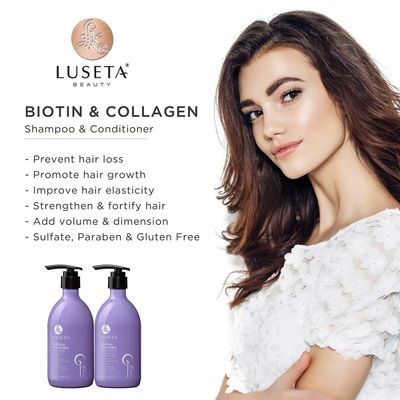 Luseta Biotin Collagen Conditioner Thickening for Hair Loss Fast Hair Growth - Infused with Argan Oil to Repair Damaged Dry Hair - Sulfate Free Paraben Free 33.8oz