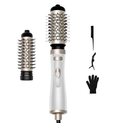 Blow Dryer Brush, 3-in-1 Rotating Hair Dryer Brush Round Hot Air Spin Brush Set with 2 Brushes (2&quot; 1.5&quot;), Negative Ionic Blow Volumizer, 2 Detachable Auto-Rotating Curling Brush